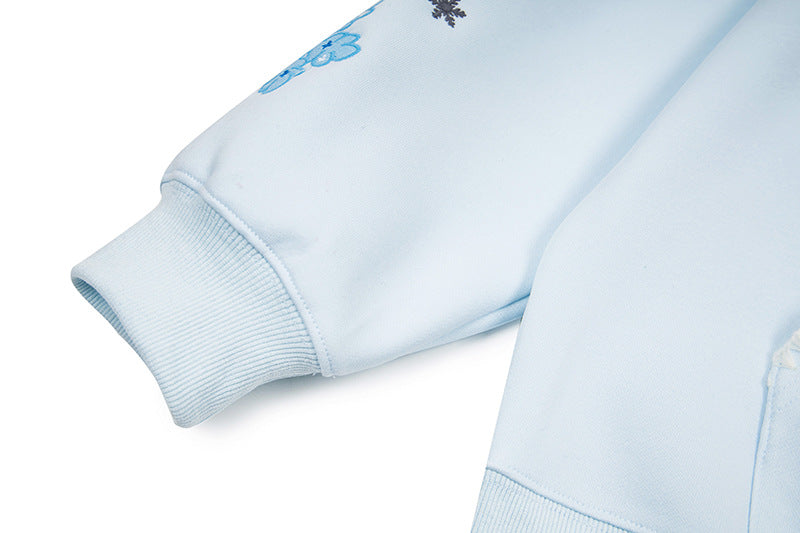 DAXUEN Pullover hoodie with snowflake and paw print embroidery