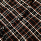 DAXUEN Distressed plaid button-up shirt with frayed edges