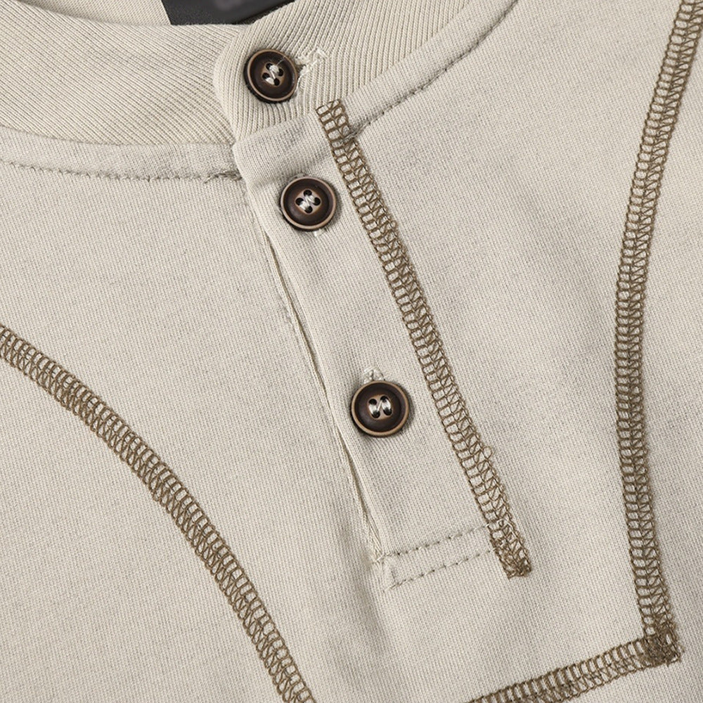 DAXUEN Men's short-sleeved Henley top with a faded effect