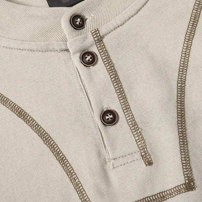 DAXUEN Men's short-sleeved Henley top with a faded effect