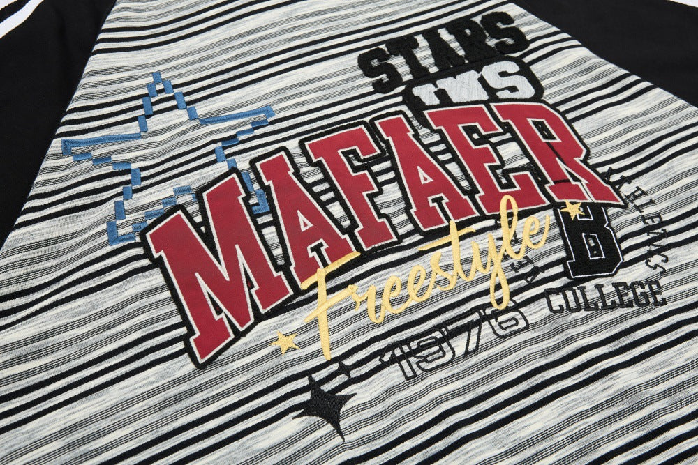 DAXUEN Bold striped graphic short-sleeve T-shirt