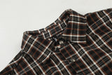 DAXUEN Distressed plaid button-up shirt with frayed edges