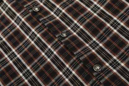 DAXUEN Distressed plaid button-up shirt with frayed edges