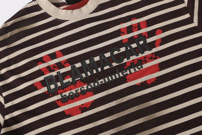 DAXUEN Distressed stripe graphic t-shirt