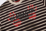 DAXUEN Distressed stripe graphic t-shirt