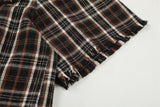 DAXUEN Distressed plaid button-up shirt with frayed edges
