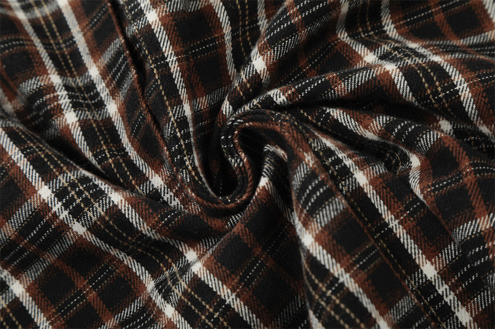 DAXUEN Distressed plaid button-up shirt with frayed edges