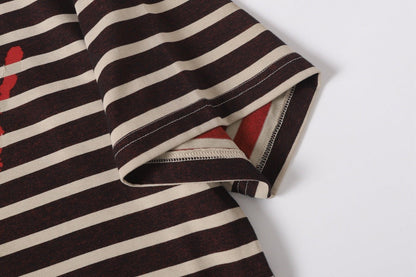 DAXUEN Distressed stripe graphic t-shirt