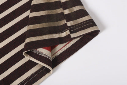 DAXUEN Distressed stripe graphic t-shirt