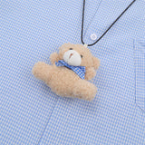 DAXUEN Gingham button-up shirt with teddy bear pendant
