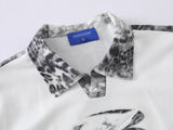 DAXUEN Casual short-sleeve collared top with animal print