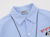 DAXUEN Gingham button-up shirt with teddy bear pendant