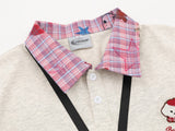DAXUEN Layered polo shirt with cartoon graphics and plaid accents