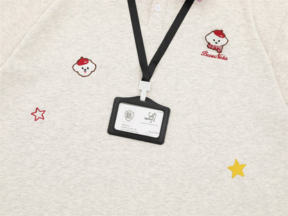 DAXUEN Layered polo shirt with cartoon graphics and plaid accents