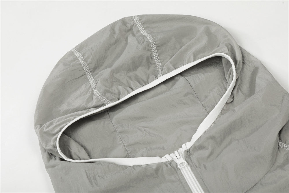 DAXUEN Lightweight hooded jacket in light grey and black