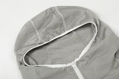 DAXUEN Lightweight hooded jacket in light grey and black