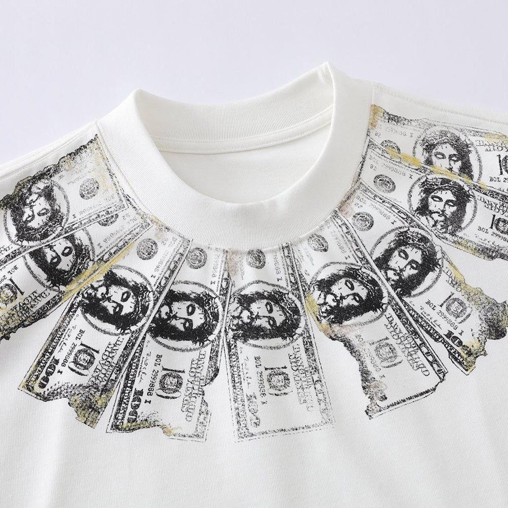 DAXUEN Short-sleeved graphic t-shirt with dollar bill print