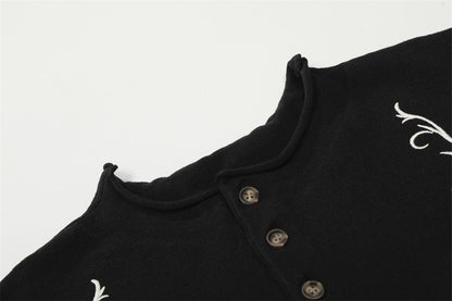 DAXUEN Floral embroidered short-sleeved knitted polo shirt
