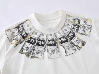 DAXUEN Short-sleeved graphic t-shirt with dollar bill print