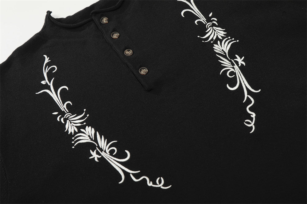 DAXUEN Floral embroidered short-sleeved knitted polo shirt