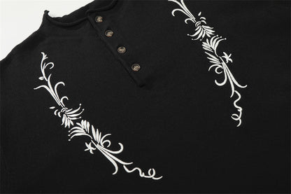 DAXUEN Floral embroidered short-sleeved knitted polo shirt