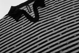 DAXUEN Star print striped long-sleeve polo shirt