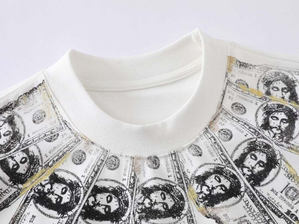 DAXUEN Short-sleeved graphic t-shirt with dollar bill print