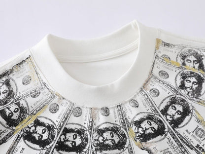 DAXUEN Short-sleeved graphic t-shirt with dollar bill print
