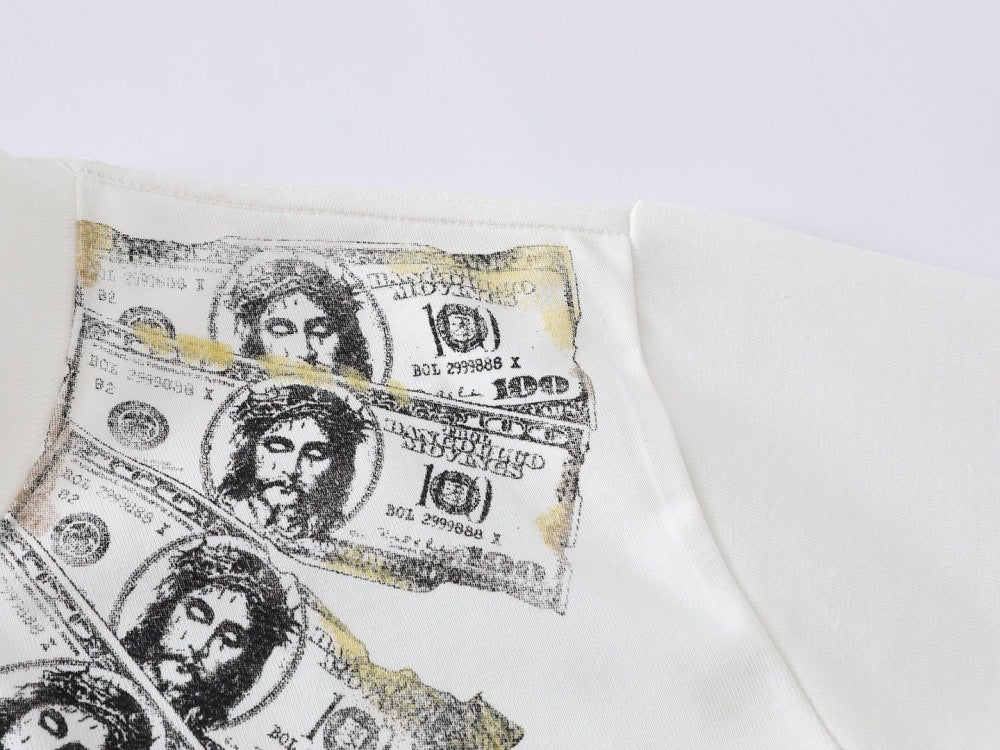 DAXUEN Short-sleeved graphic t-shirt with dollar bill print