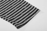 DAXUEN Star print striped long-sleeve polo shirt