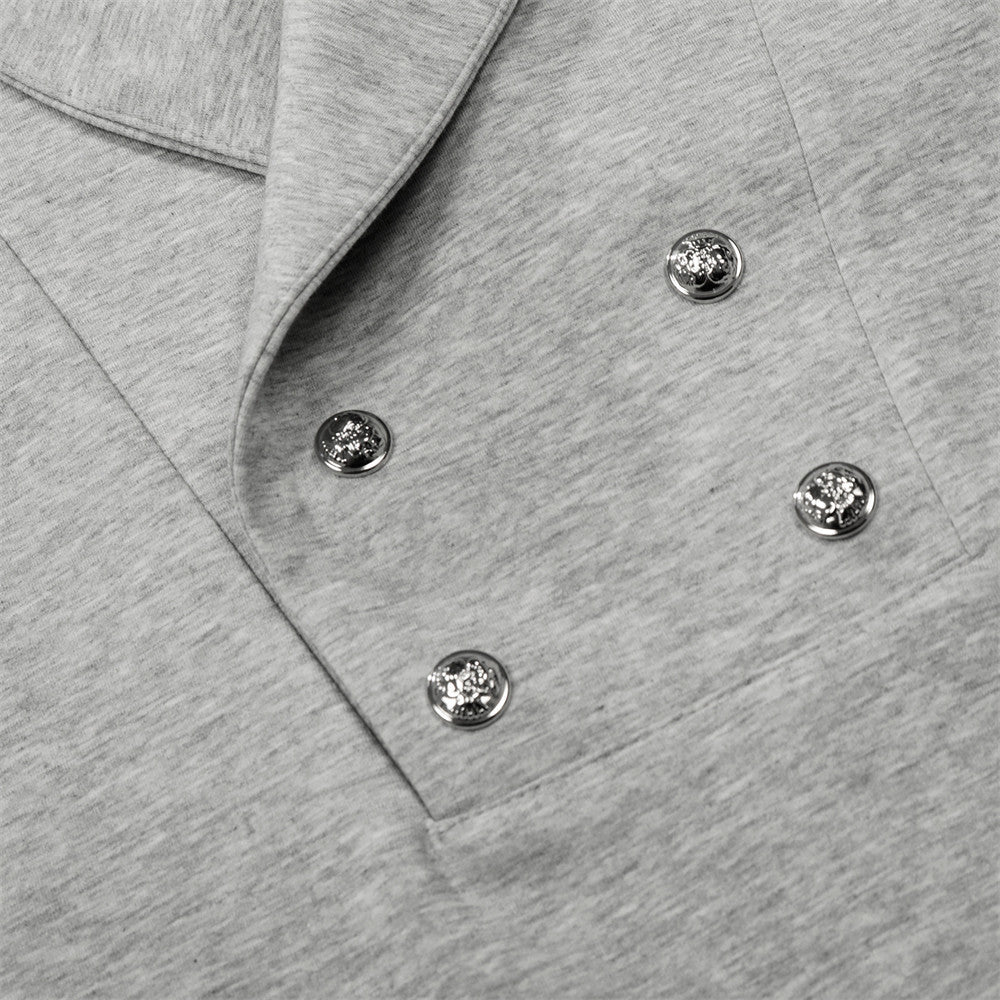 DAXUEN Double-breasted short-sleeved top with shawl collar