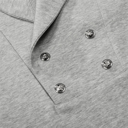 DAXUEN Double-breasted short-sleeved top with shawl collar