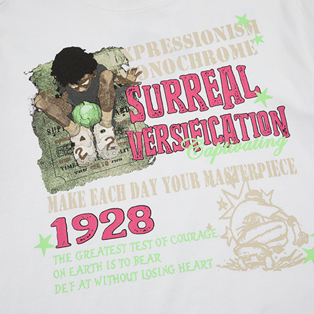 DAXUEN Retro graphic oversized T-shirt with multi-layered print