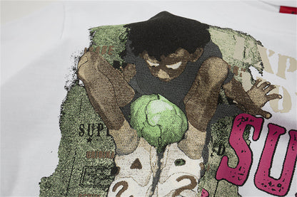 DAXUEN Retro graphic oversized T-shirt with multi-layered print