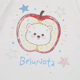 DAXUEN Playful apple graphic T-shirt with bear design