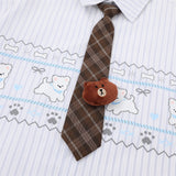 DAXUEN Button-up shirt with puppy graphics and plaid tie