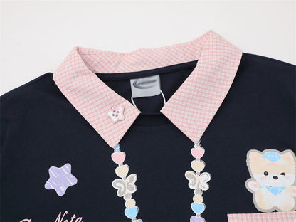 DAXUEN Short-sleeved polo shirt with cartoon bear design