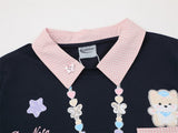 DAXUEN Short-sleeved polo shirt with cartoon bear design