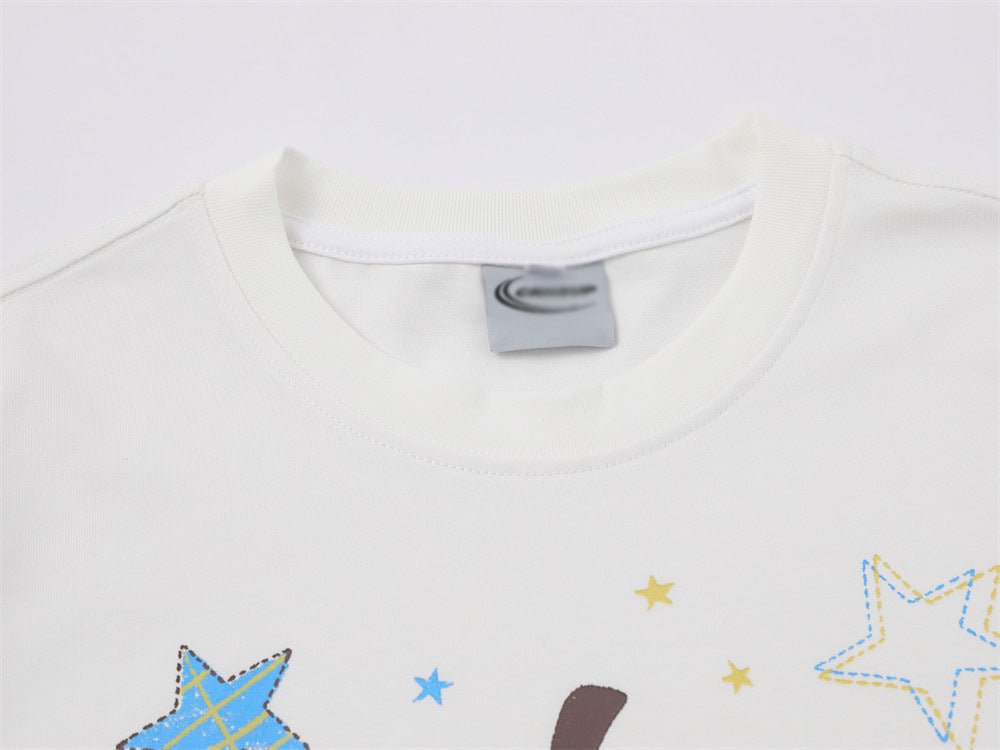 DAXUEN Playful apple graphic T-shirt with bear design