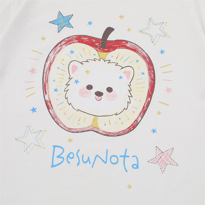 DAXUEN Playful apple graphic T-shirt with bear design