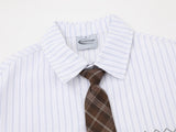 DAXUEN Button-up shirt with puppy graphics and plaid tie