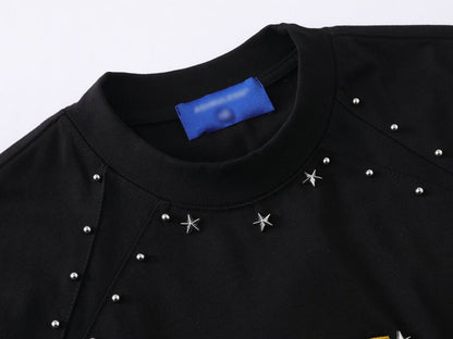 DAXUEN Bold oversized t-shirt with graphic embroidery and studs