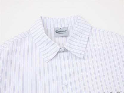DAXUEN Button-up shirt with puppy graphics and plaid tie