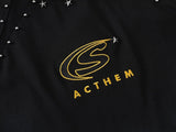 DAXUEN Bold oversized t-shirt with graphic embroidery and studs