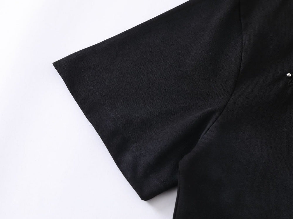 DAXUEN Bold oversized t-shirt with graphic embroidery and studs