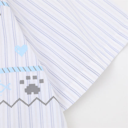 DAXUEN Button-up shirt with puppy graphics and plaid tie