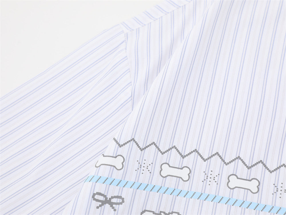 DAXUEN Button-up shirt with puppy graphics and plaid tie