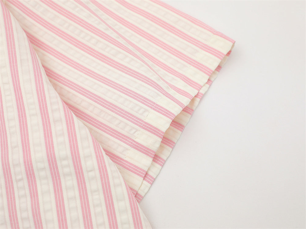 DAXUEN Striped short sleeve button-up shirt with animal embroidery
