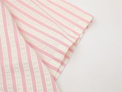 DAXUEN Striped short sleeve button-up shirt with animal embroidery