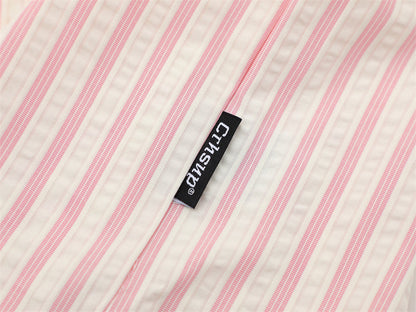 DAXUEN Striped short sleeve button-up shirt with animal embroidery